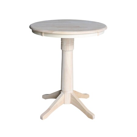 International Concepts Round 30 in Round Top Pedestal Table, 34.9 inH, Unfinished, 30 W, 30 L, 35.9 in H, Wood, Unfinished K-30RT-27B-6B